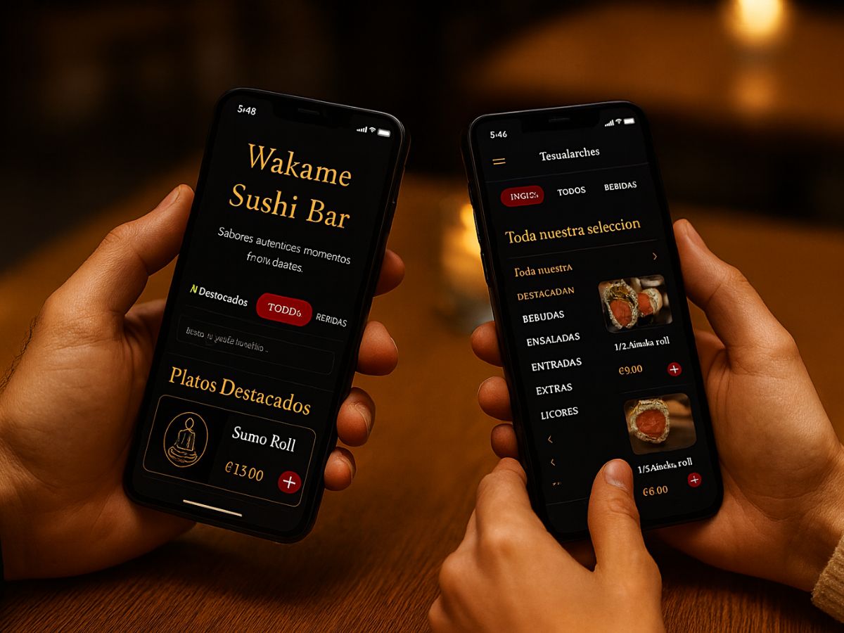Cliente viendo el menú digital de Avísame App en su smartphone.