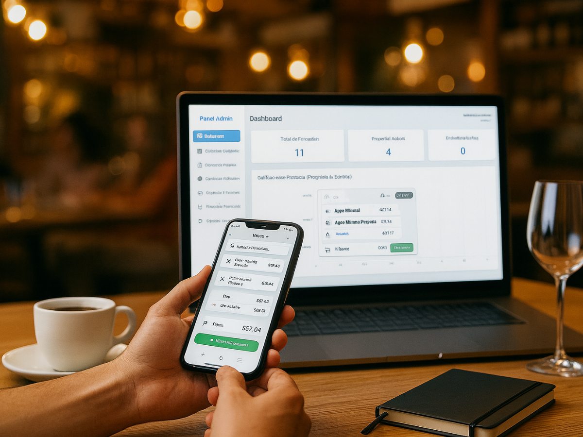 Pantalla de un menú digital en un smartphone.